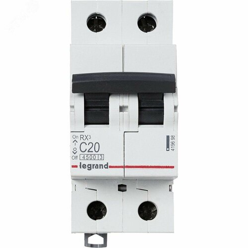 Выключатель автоматический двухполюсный Legrand RX3 4, 5 кА C 20 А