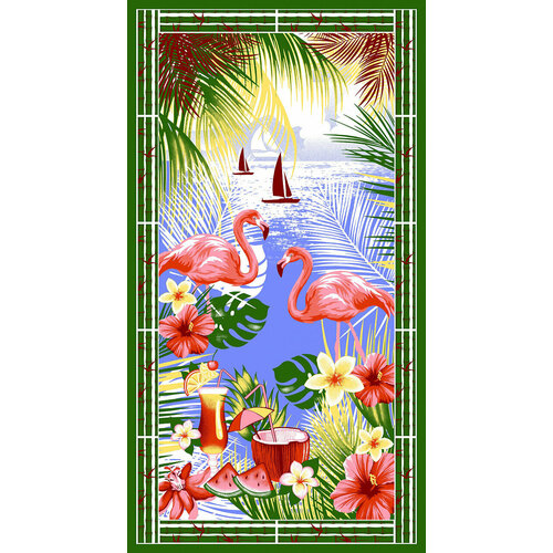 Полотенце пляжное/банное вафельное 80х150 см Фламинго синий