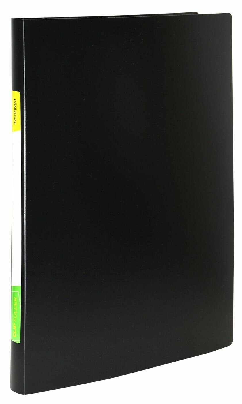Папка с 1-м прижимом INFORMAT А4 пластик 550 мкм, черная, карман