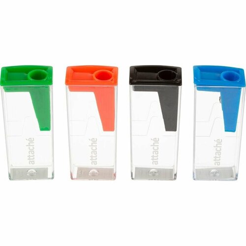 Точилка ручная пластиковая Attache Economy (1 отверстие, с контейнером) разные цвета, 24шт. (1384112)