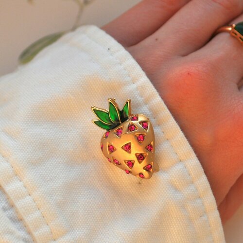 Брошь, розовый, желтый