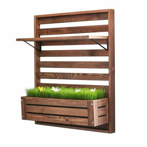 Полка настенная деревянная с металлом Эпларо для цветов для декора для хранения венге 2800₽