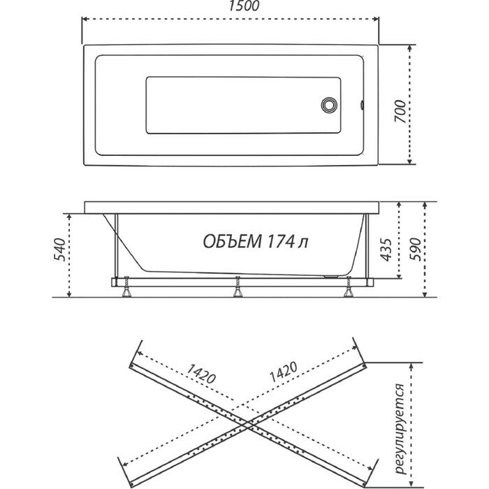фото Акриловая ванна Triton Аура 150x70 (Щ0000042100)