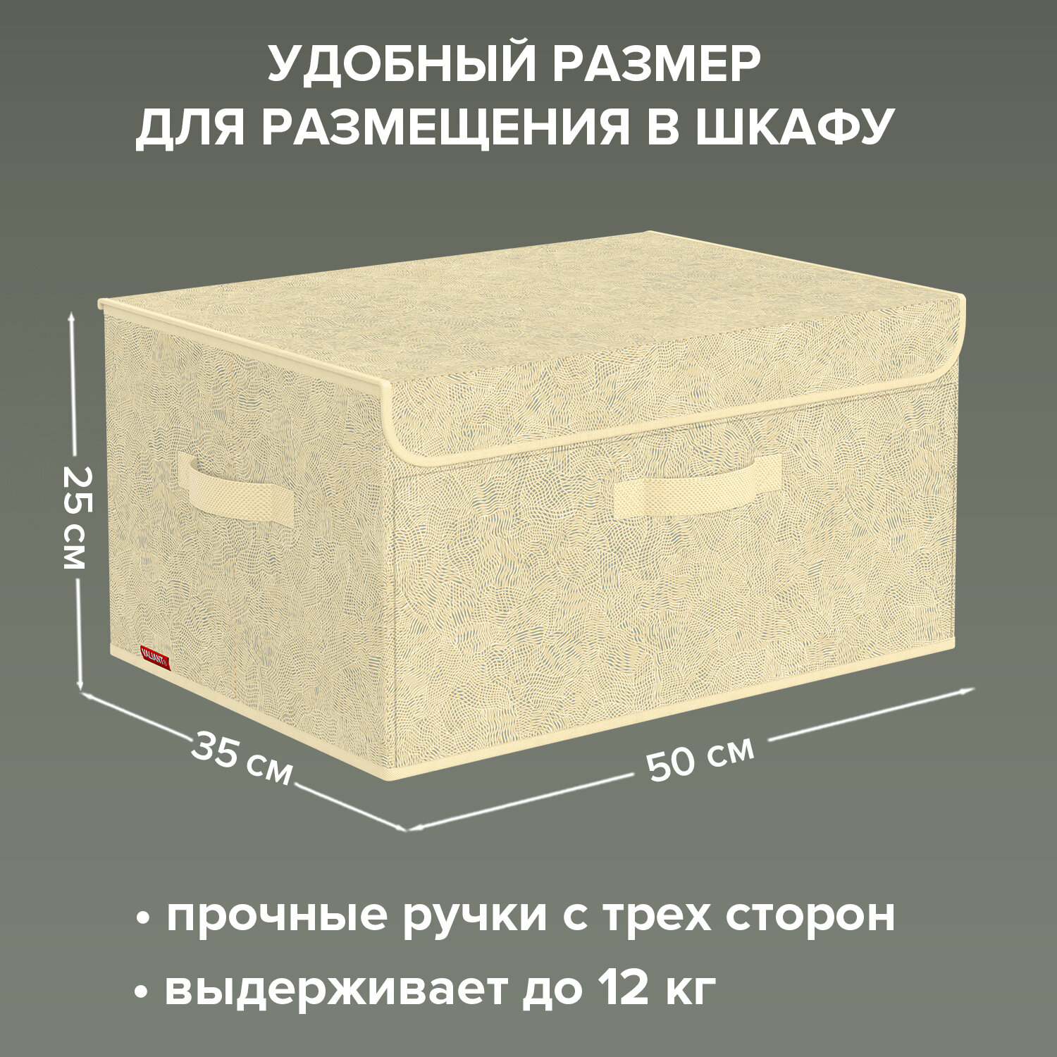 Коробка для хранения вещей с крышкой, короб для хранения стеллажный, корзина, ящик с откидной стенкой, 50*35*25 см, MONET SUMMER