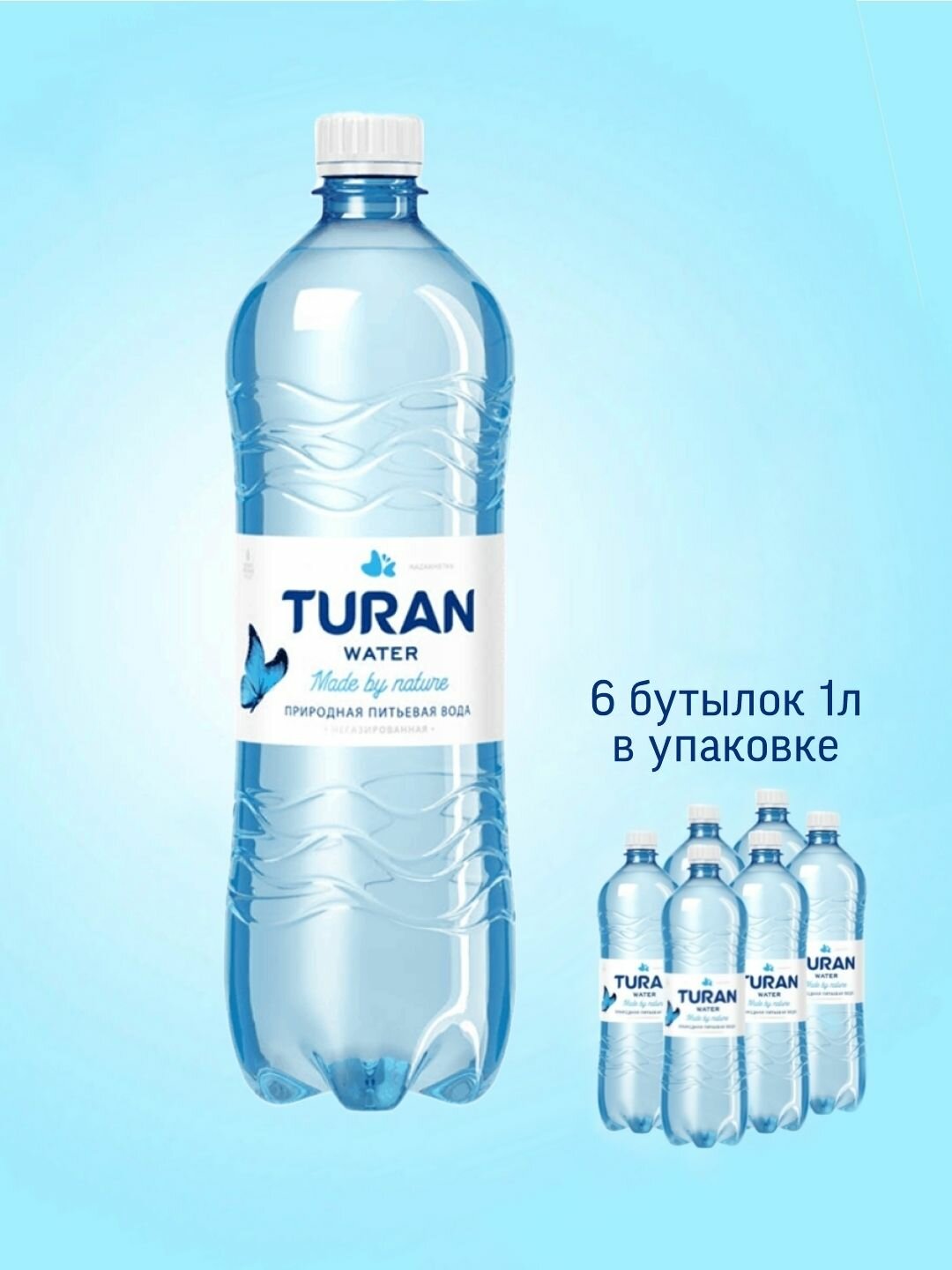 Вода питьевая негазированная Turan 1 л (упаковка 6 шт)