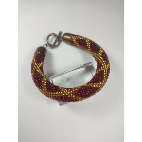 Плетеный браслет, 1 шт., размер 19 см, бордовый, золотистый