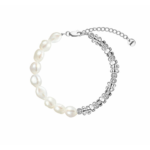 Браслет PETITE PERLE, жемчуг пресноводный культивированный, гематит, размер 17 см, размер one size, серебристый, белый