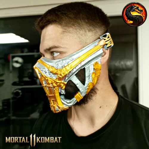 Маска Mortal Kombat Scorpion брендовая дышащая маска mortal kombat в стиле хип хоп женская мужская дышащая маска mortal kombat чехол женская мужская маска