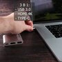 Разветвитель USB HUB, WALKER, WHUB-35, 3в1, HDMI, USB 3.0, удлинитель Type C на MacBook, провод тайп си, перходник адаптер для ноутбука , серебряный