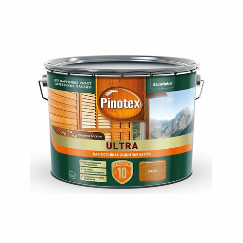 Лазурь защитная влагостойкая для древесины PINOTEX ULTRA орегон 9 л лазурь для наружных работ pinotex ultra lasur 10л орех