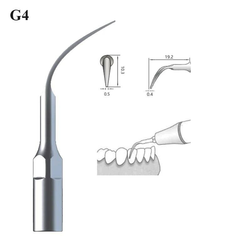 Насадка Incidental G4(GD4/GS4) для скалера ультразвукового стоматологического , для снятия зубных отложений ( подходит к Woodpecker, EMS , VRN ). 1 шт.