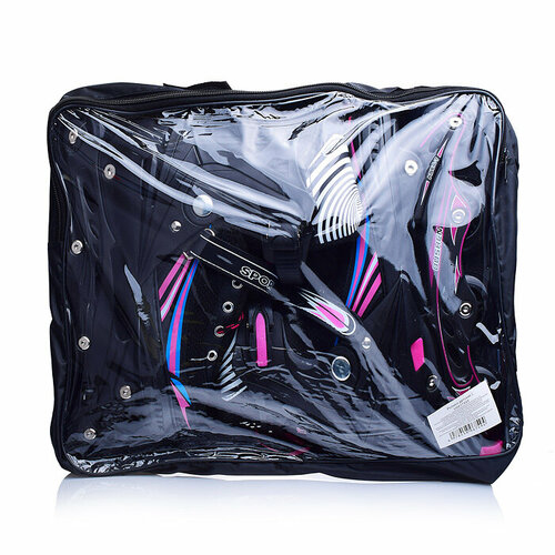 Роликовые коньки U001754Y раздвижные PU колёса черно-розовые размер L в сумке 3332₽