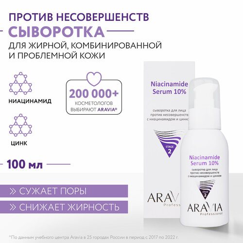 ARAVIA Сыворотка для лица против несовершенств с ниацинамидом и цинком Niacinamide Serum 10%, 100 мл