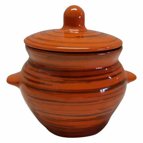 Горшочек для запекания борисовская керамика оранжевая полоска 500мл 105см керамика с крышкой 842₽