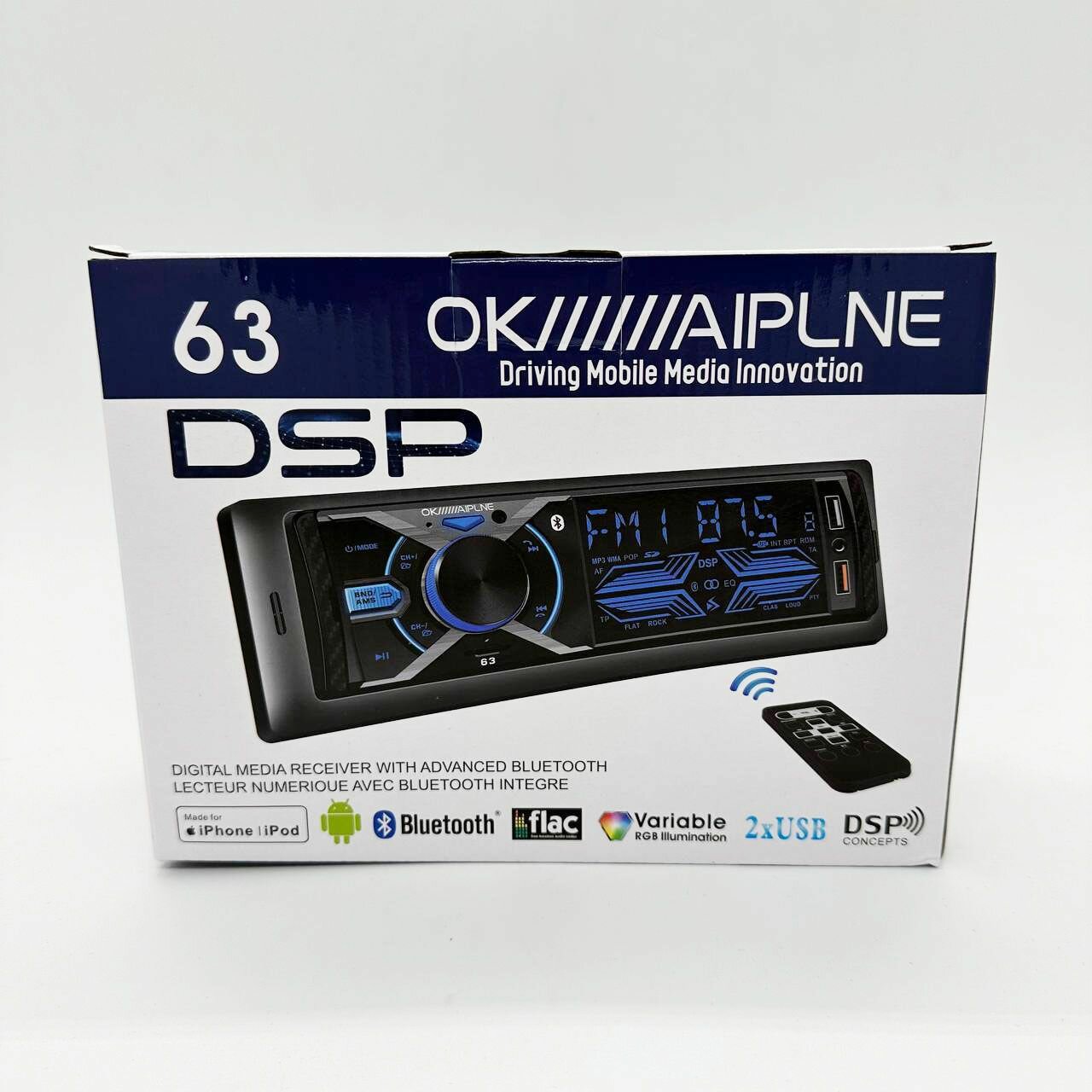 Процессорная автомагнитола 1 DIN с блютуз / DSP / 40 настроек эквалайзера / Bluetooth / Aux / Usb / Управление с приложения