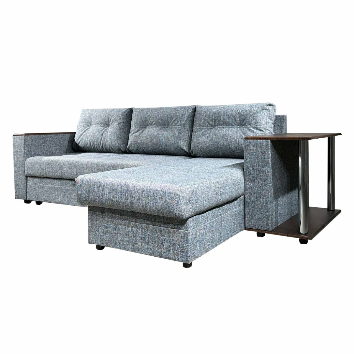 фото Угловой диван с баром "Атлант" - Кватро 2 (рогожка), тиковое дерево