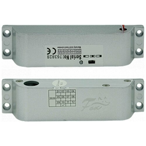 FOX Ригельный электромагнитный замок для всех типов дверей накладной усилие на сдвиг 1200кг встроенная плата задержки с регулировкой открытия от 05 сек до 25 сек встроенный датчик положения двери индикация открытия закрытия FX-M100B 3820₽