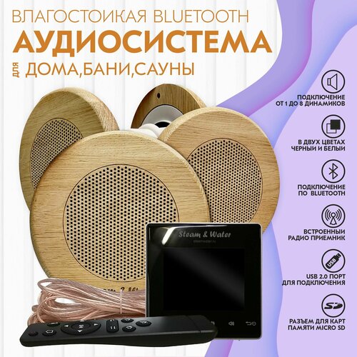 Комплект влагостойкой акустики для бани и сауны SW 4 Black SAUNA круглая решетка 59400₽