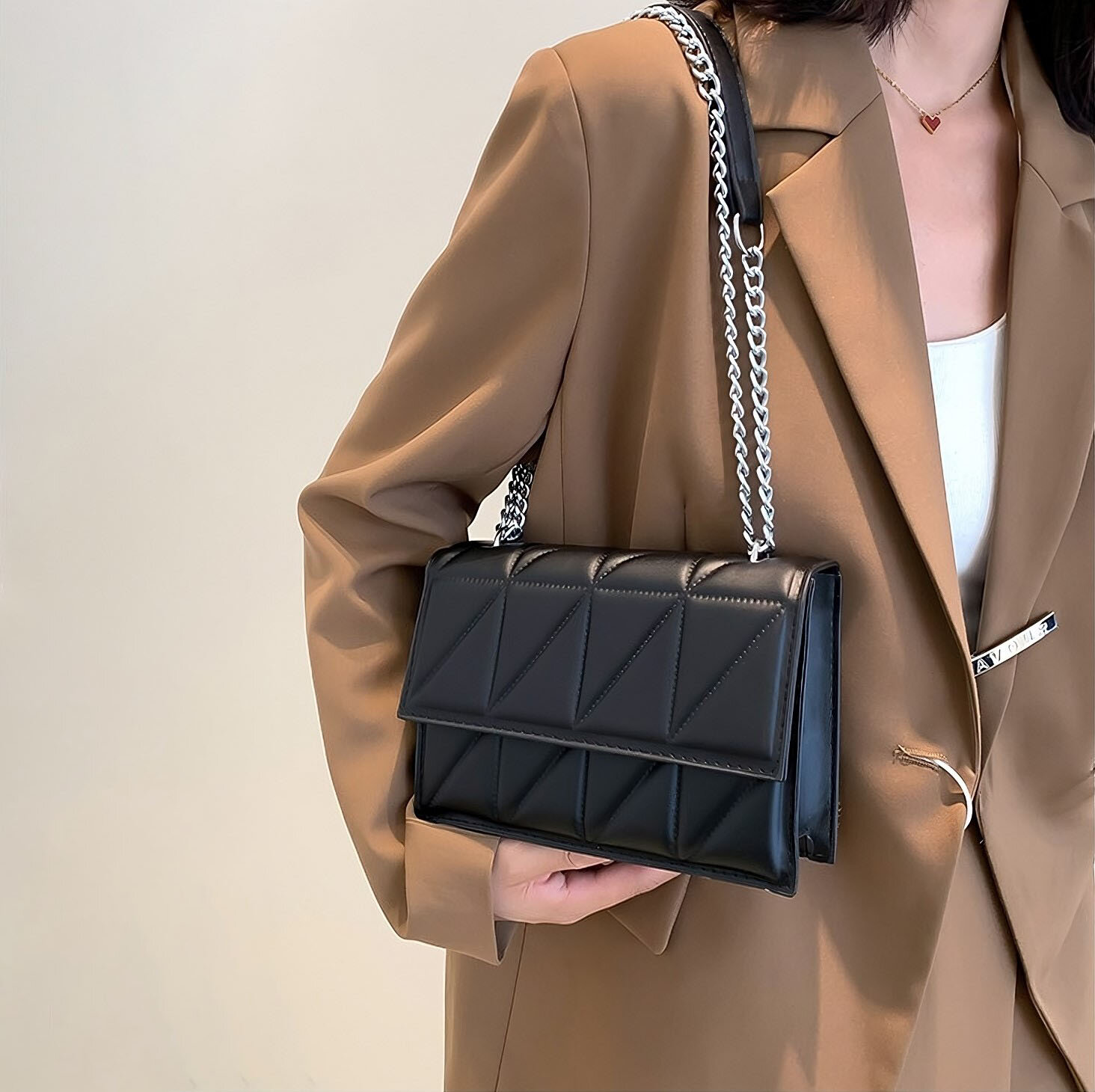 Сумка кросс-боди , фактура стеганая, черный — фото 1