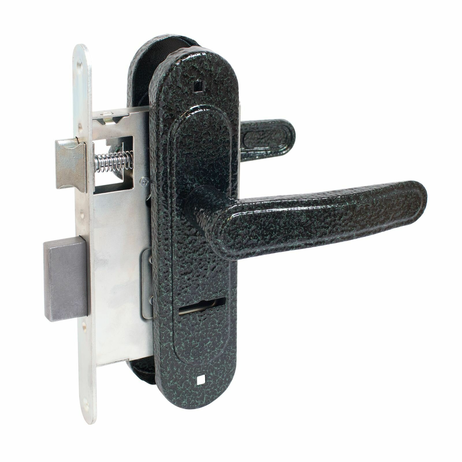 Замок врезной Птимаш ЗВ9-4.03 сувальдный с ручками зеленый 3 ключа