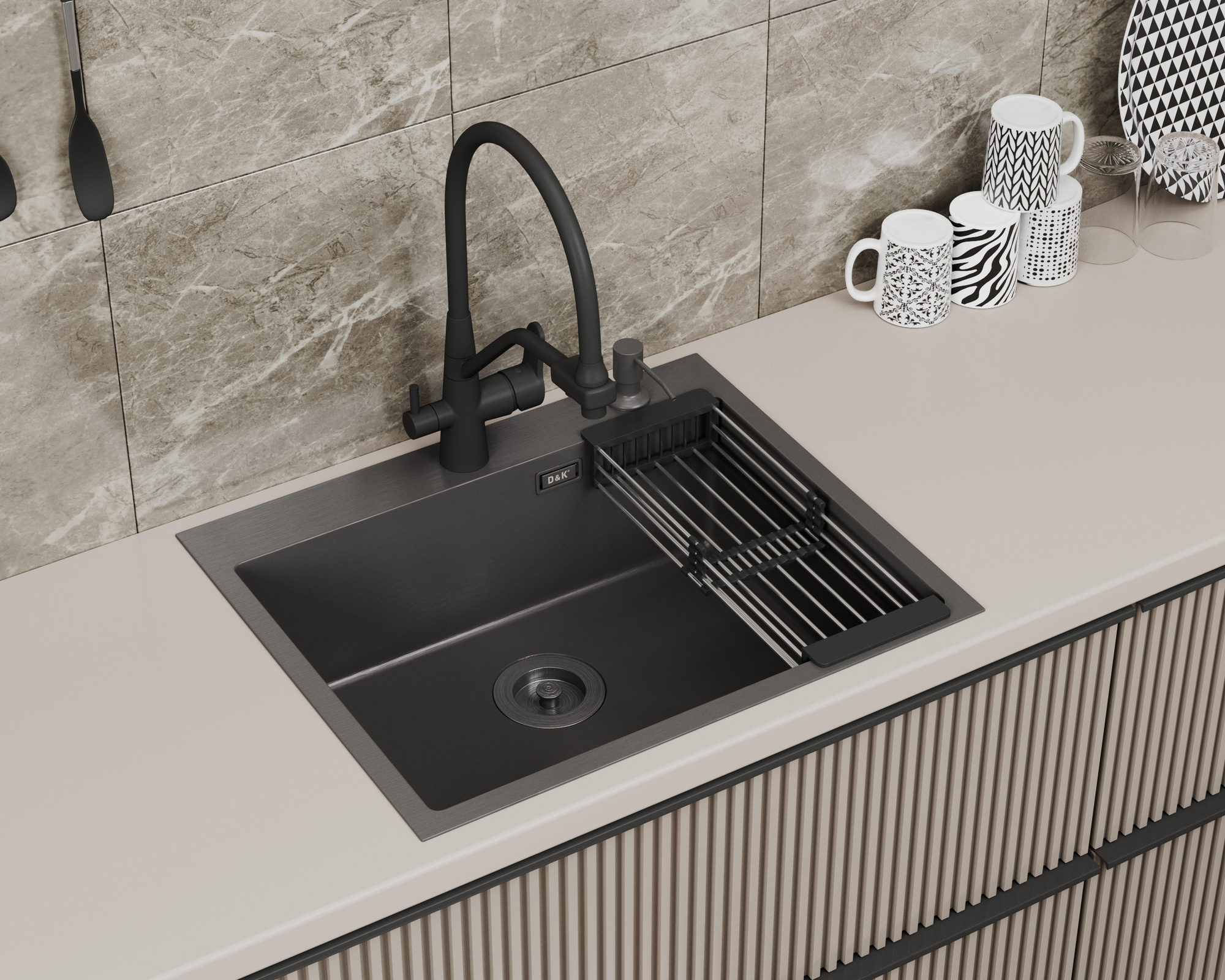 Кухонная мойка D&K нержавеющая сталь графит (DKS605006)