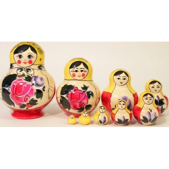 Матрешка "Фонарик" 10 кукольная Хохлома LHM10120