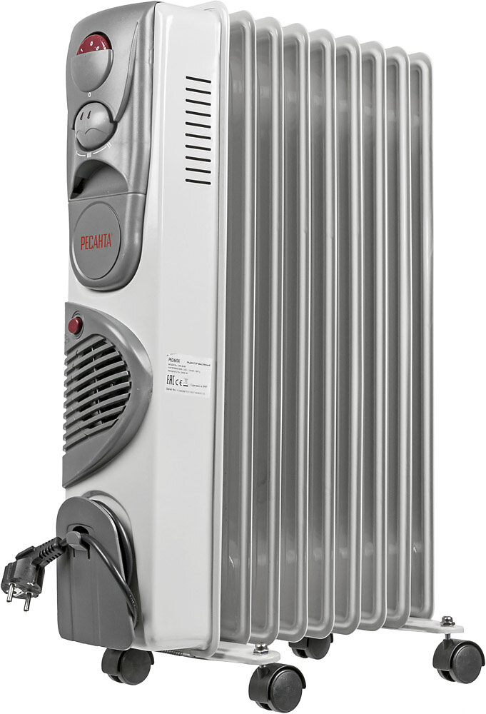 Масляный радиатор РЕСАНТА ОМ-9НВ 2400Вт белый [67/3/11](плохая упаковка)