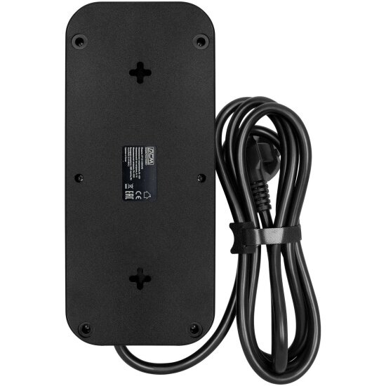 Сетевой фильтр Powercom SP-08 USB03AB 1,8 m 1.8м (8 розеток) черный — фото 1
