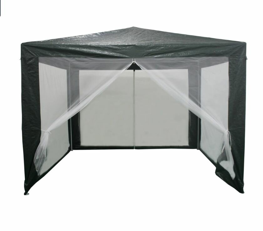 Павильон садовый 3х3 м зелёный, антимоскитная сетка — фото 1