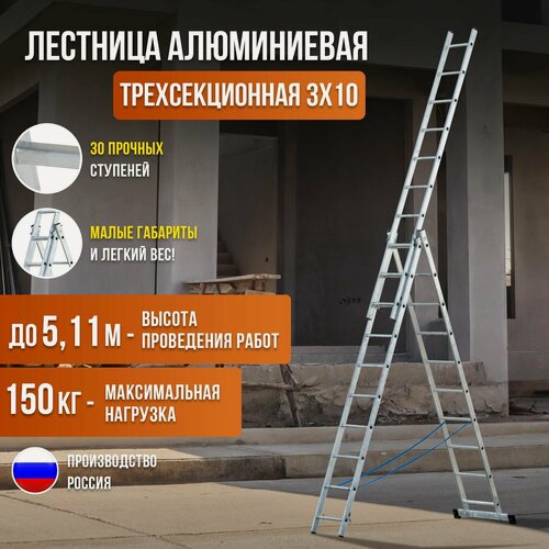 Изображение товара Трехсекционная универсальная лестница ALVEX 3х10