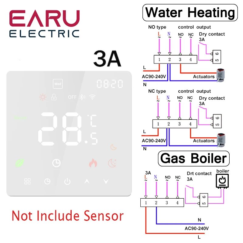Умный термостат EARUELECTRIC для теплых полов K6H-3A-W with WiFi