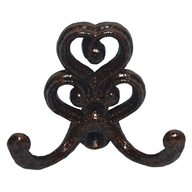 Крючок 2-х рожковый ЦАМ антик медь