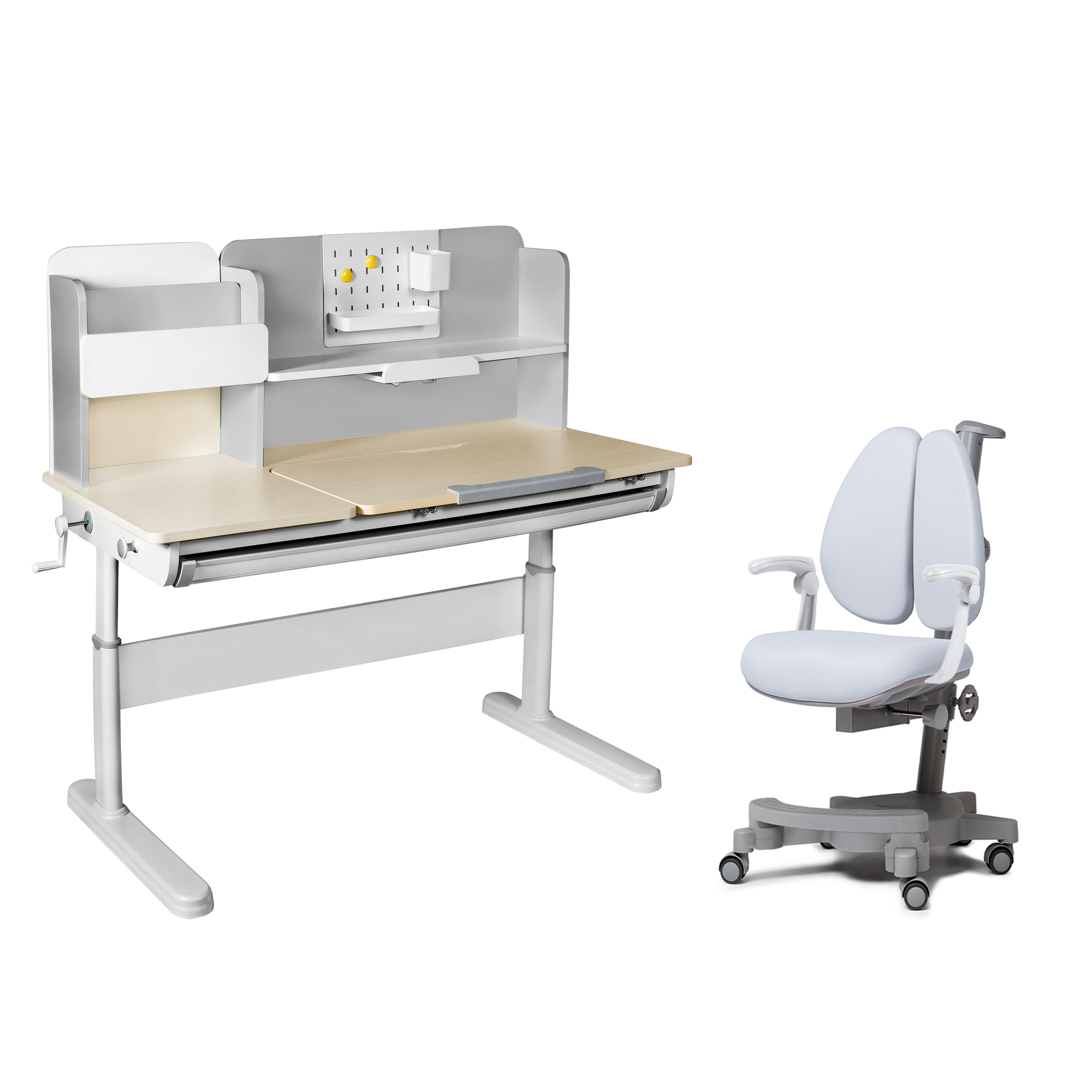 Комплект парта Ginepro Grey + кресло Brassica Grey с подлокотниками