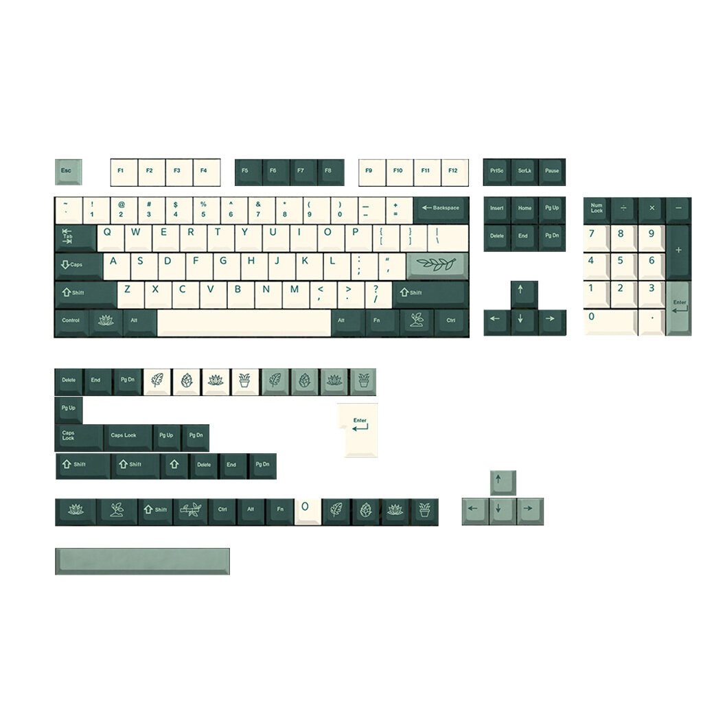 Колпачки для ключей ботанического сада 144 PBT Cherry Profile Keycaps Set Dye Sub Keycap MX Механическая клавиатура