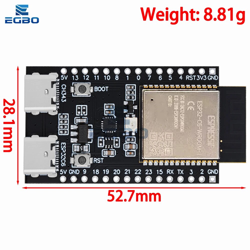 Двухдиапазонный Wi-Fi модуль EGBO ESP32 ESP32-C6 Wi-Fi + Bluetooth, 4PCS ESP32-C6-N4 — фото 1