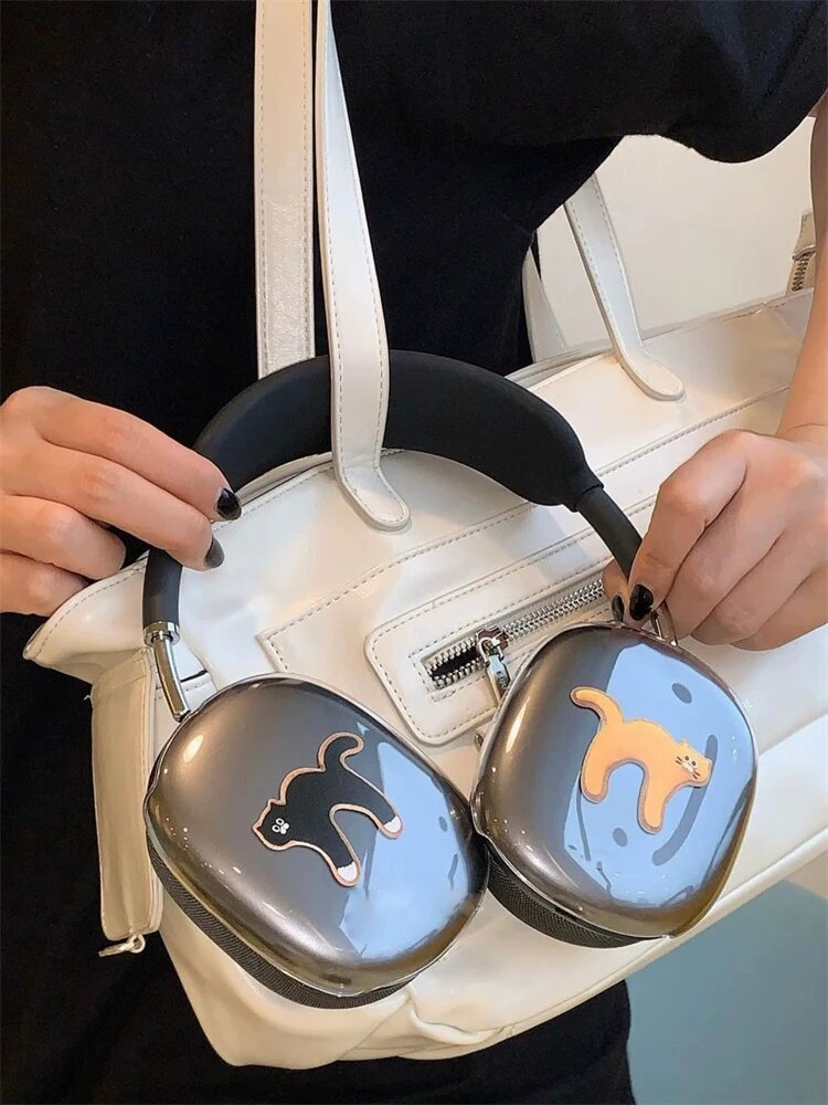Прозрачный силиконовый чехол с котом для AirPods Max — фото 1