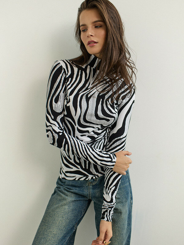 Водолазка moremio, размер 34, белый, черный — фото 1