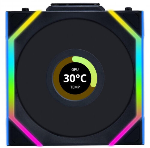Вентилятор для корпуса Lian LI UNI FAN SL WIRELESS LCD 120 Reverse Black (G99.12RSLLCD1W1B. R0) — фото 1
