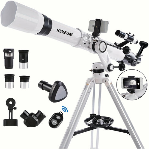 Телескоп HEXEUM с цифровым окуляром астрономический рефракторный телескоп с апертурой 90 мм и фокусным расстоянием 900 мм вертикальная стальная азимутальная монтировка 27800₽