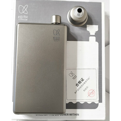 Фляга Keith Ti9306, для алкоголя, титановая, 120 мл, прямоугольная, с воронкой