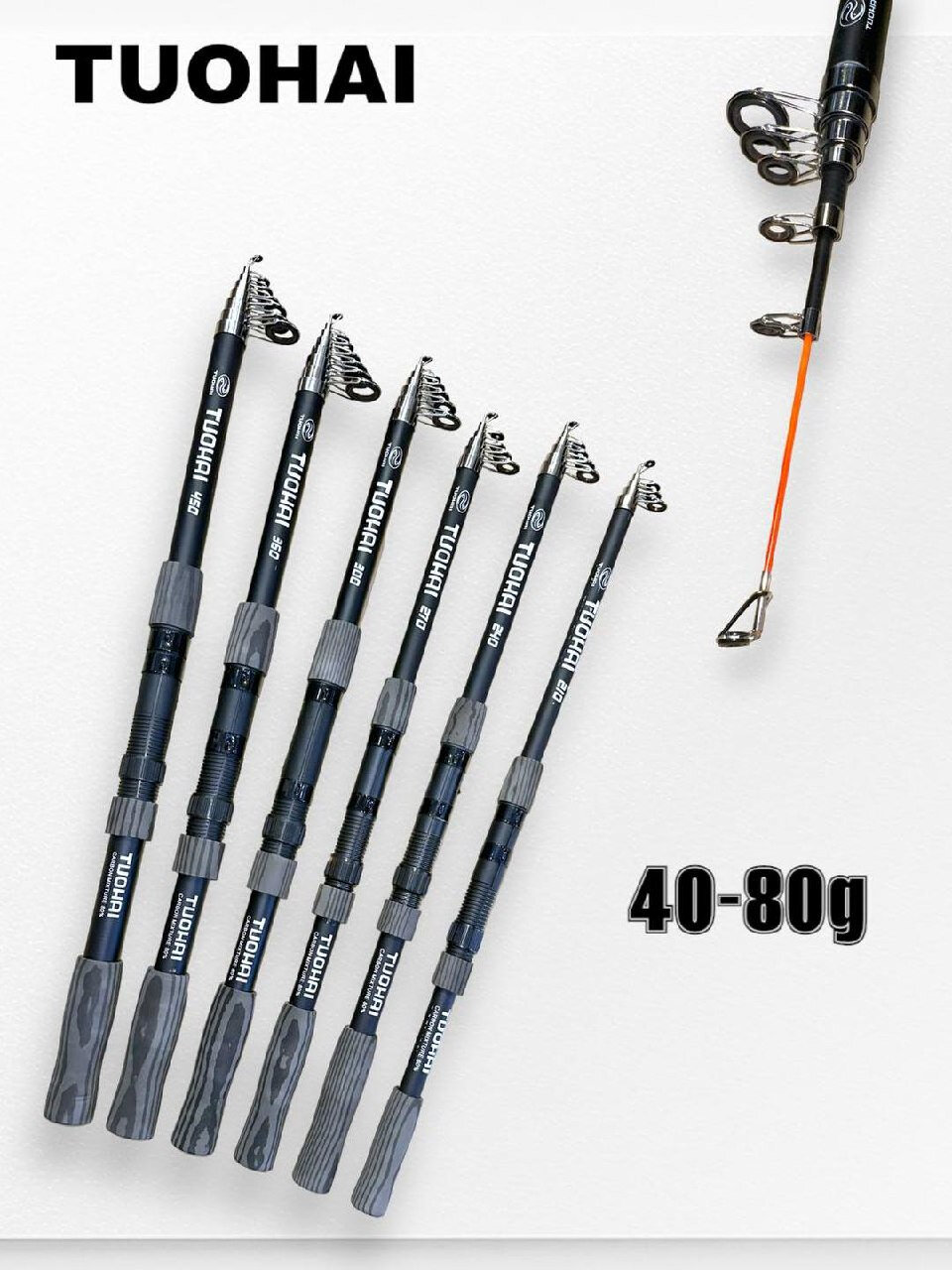 Cпиннинг для рыбалки "Tuohai", телескопическое, компактное удилище — фото 1