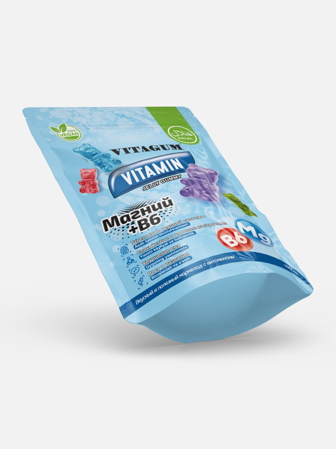 Vitagum Магний+B6, БАД, мармелад с успокаивающее действие, 150 г — фото 1