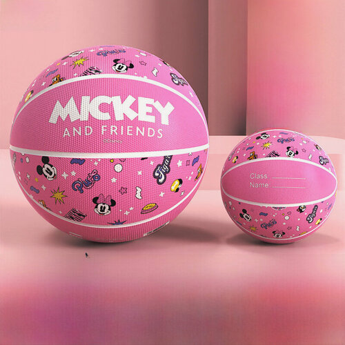 Изображение товара Баскетбольный мяч, детский, розовый, с Микки Маусом, 3/4/5 размер