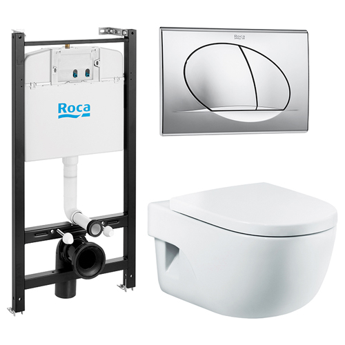 Комплект Roca Meridian Compact 893104110 система инсталляции+подвесной унитаз+сиденье с механизмом Soft-Closing+смывная клавиша хром