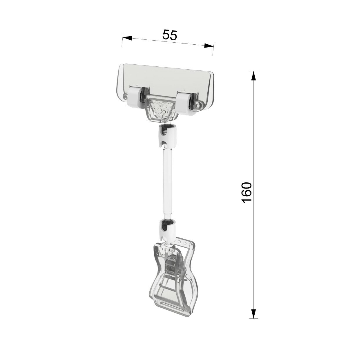 Ценникодержатель FX-CLAMP-SLIM, прозрачный, на ножке 50мм, на прищепке, универсальный