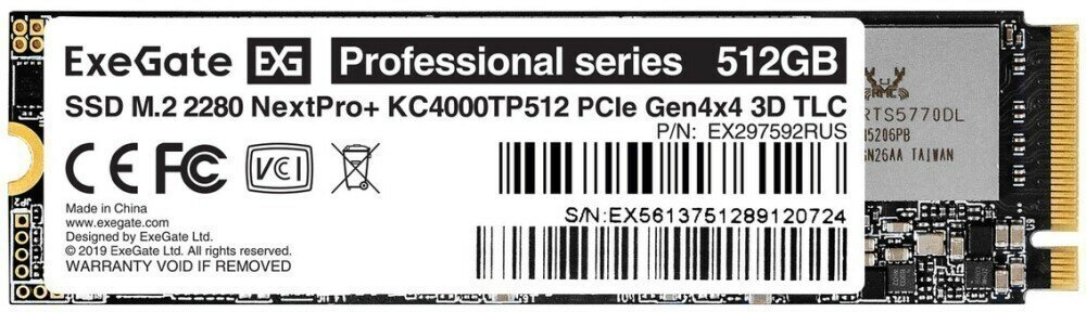 Накопитель SSD 512Gb ExeGate NextPro+ (KC4000TP512) (EX297592RUS)
