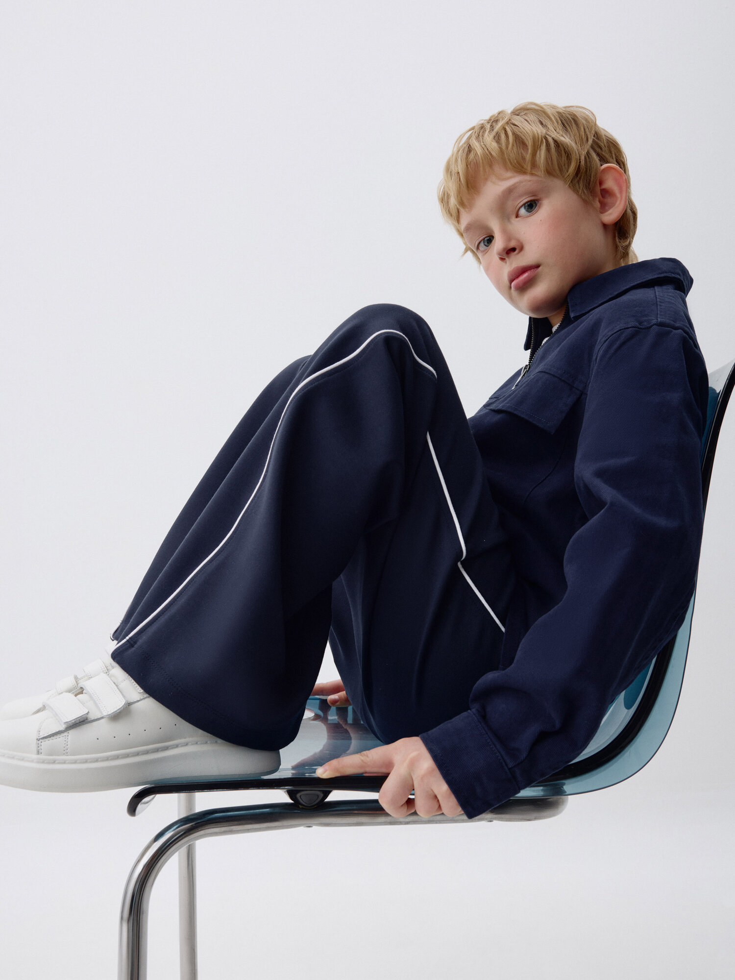 Брюки школьные Sela, размер 134, темно-синий — фото 1