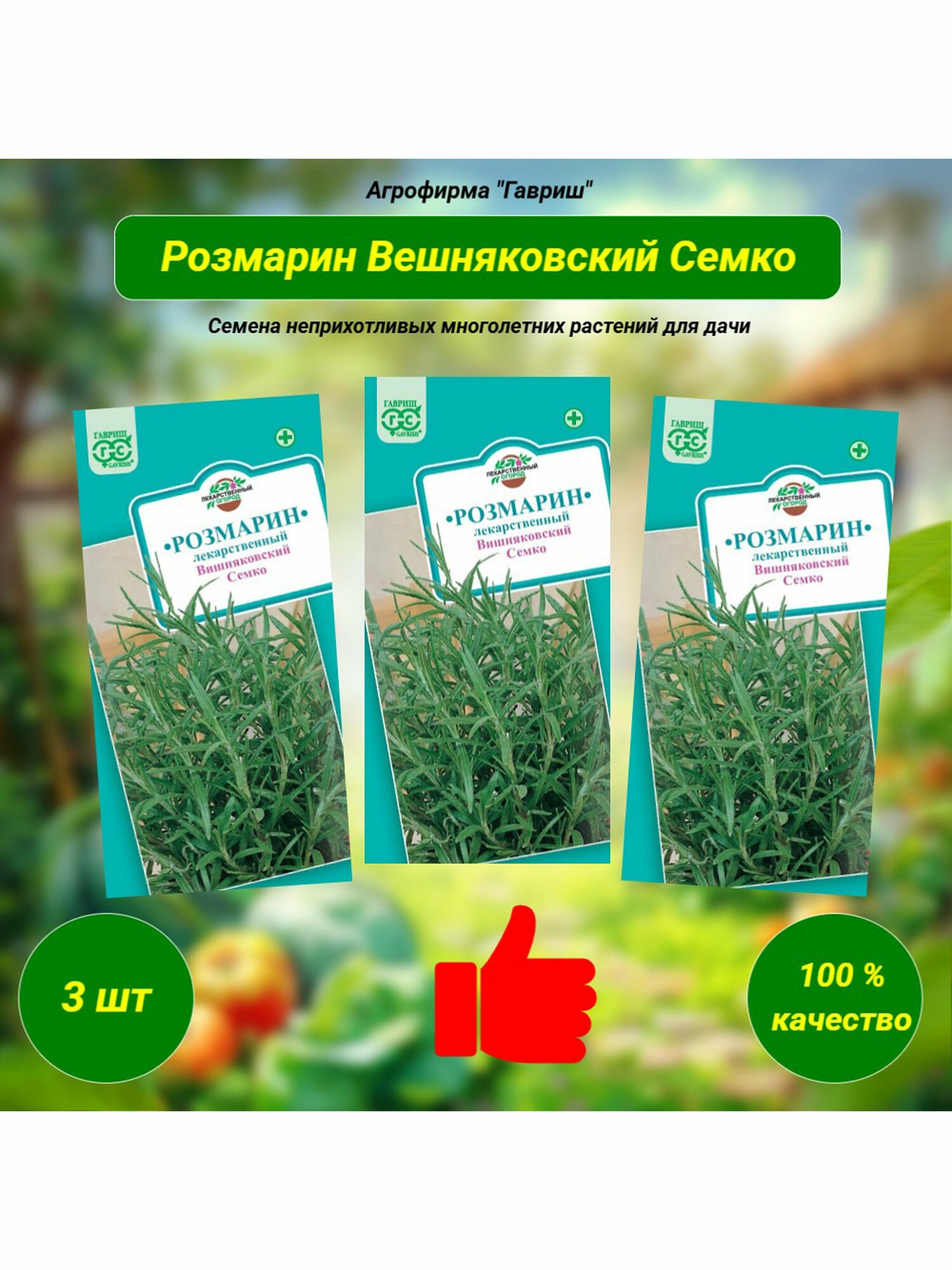Розмарин Вешняковский Семко. Набор семян многолетних пряных трав 3 шт. Гавриш семена