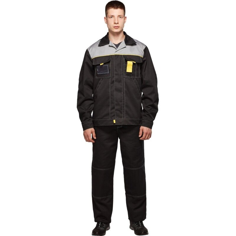 Костюм рабочий КНР летний мужской черный серый размер 48-50 рост 182-188 серия л (л10-КБР муж чер/сер)