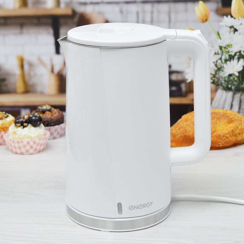 Чайник электрический ENERGY E-208 17л двойной корпус защита от перегрева белый